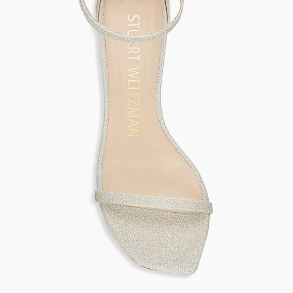 Stuart Weitzman - Nudistcurve Glitter Kitten Heel Sandal - Picture 10 of 11